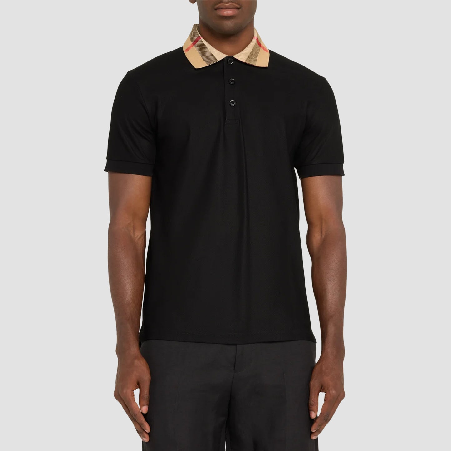 BURBERRY CHECK COLLAR POLO
